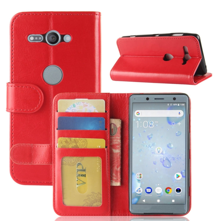 For Sony Xperia XZ2 Compact PU + TPU Crazy Horse Texture Horizontal Flip Leather Case with Wallet & Holder & Card Slots