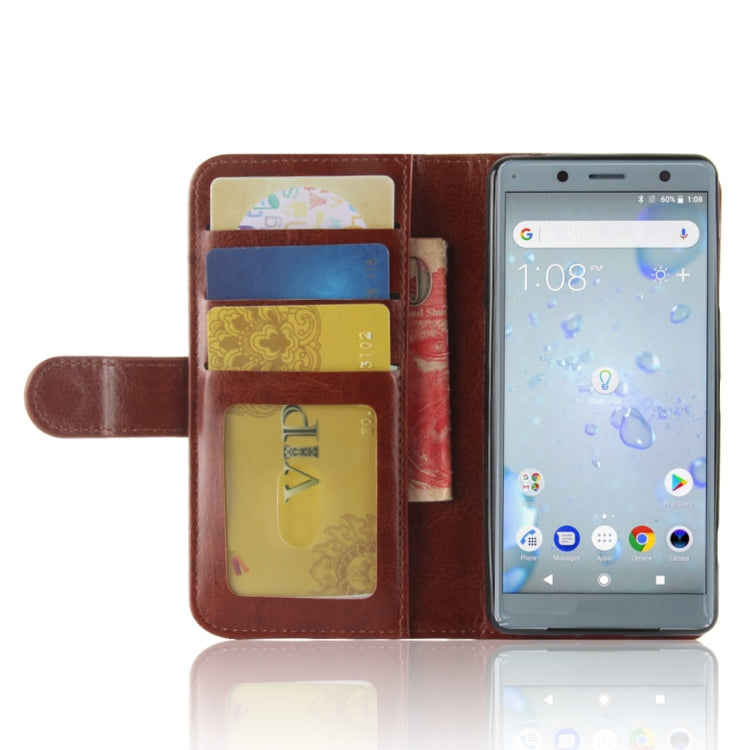 For Sony Xperia XZ2 Compact PU + TPU Crazy Horse Texture Horizontal Flip Leather Case with Wallet & Holder & Card Slots