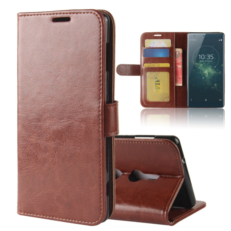 For Sony Xperia XZ2 PU + TPU Crazy Horse Texture Horizontal Flip Leather Case with Wallet & Holder & Card Slots