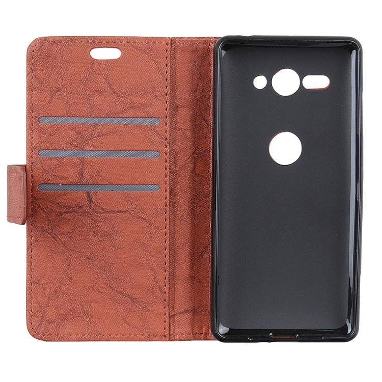 Copper Buckle Retro Crazy Horse Texture Horizontal Flip Leather Case for Sony Xperia XZ2 Compact, with Holder & Card Slots & Wallet