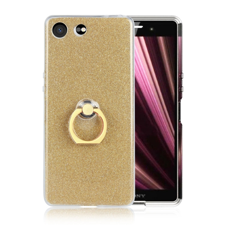 Glittery Powder Shockproof TPU Protective Case for Sony Xperia XZ4 Compact, with 360 Degree Rotation Ring Holder