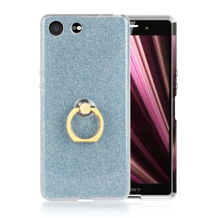 Glittery Powder Shockproof TPU Protective Case for Sony Xperia XZ4 Compact, with 360 Degree Rotation Ring Holder
