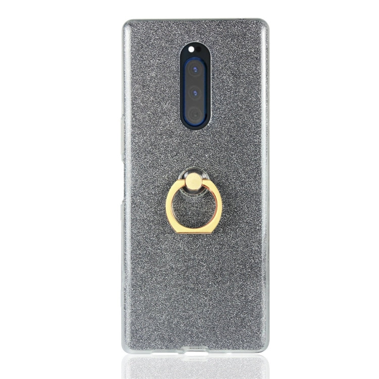 Glittery Powder Shockproof TPU Protective Case for Sony Xperia XZ4, with 360 Degree Rotation Ring Holder