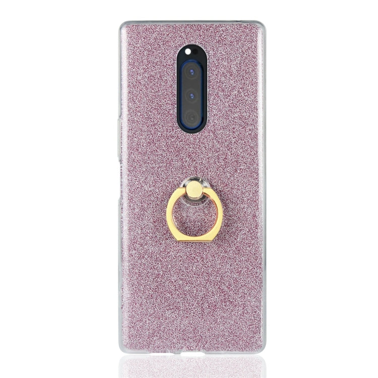 Glittery Powder Shockproof TPU Protective Case for Sony Xperia XZ4, with 360 Degree Rotation Ring Holder