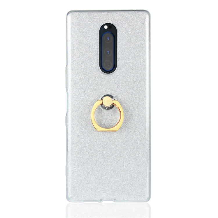 Glittery Powder Shockproof TPU Protective Case for Sony Xperia XZ4, with 360 Degree Rotation Ring Holder
