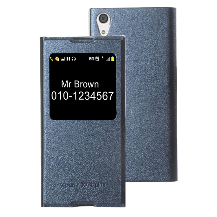 For Sony Xperia XA1 Plus Litchi Texture Horizontal Flip Leather Case with Call Display ID