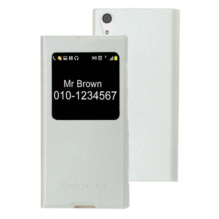 For Sony Xperia XA1 Plus Litchi Texture Horizontal Flip Leather Case with Call Display ID