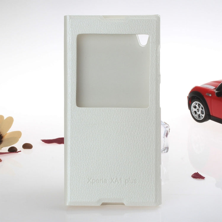 For Sony Xperia XA1 Plus Litchi Texture Horizontal Flip Leather Case with Call Display ID