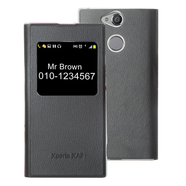 For Sony Xperia XA2 Litchi Texture Horizontal Flip Leather Case with Call Display ID