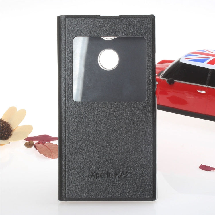 For Sony Xperia XA2 Litchi Texture Horizontal Flip Leather Case with Call Display ID