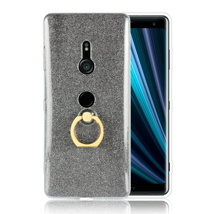 Glittery Powder Shockproof TPU Case for Sony Xperia XZ3, with 360 Degree Rotation Ring Holder
