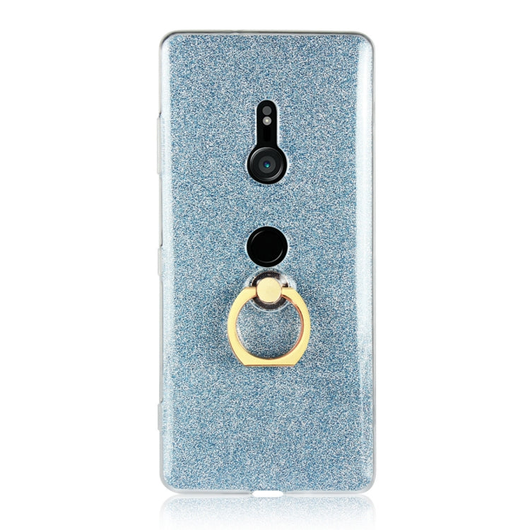Glittery Powder Shockproof TPU Case for Sony Xperia XZ3, with 360 Degree Rotation Ring Holder
