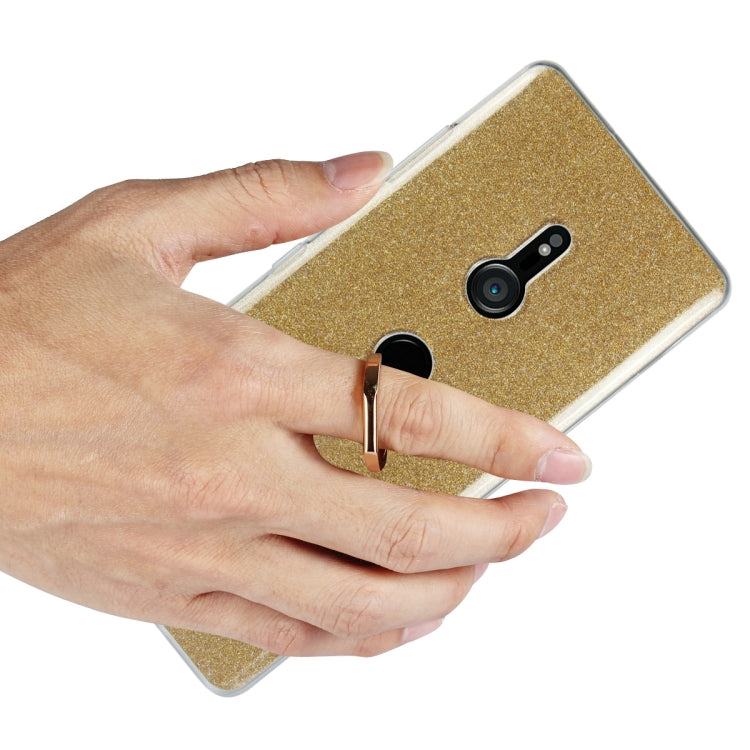 Glittery Powder Shockproof TPU Case for Sony Xperia XZ3, with 360 Degree Rotation Ring Holder