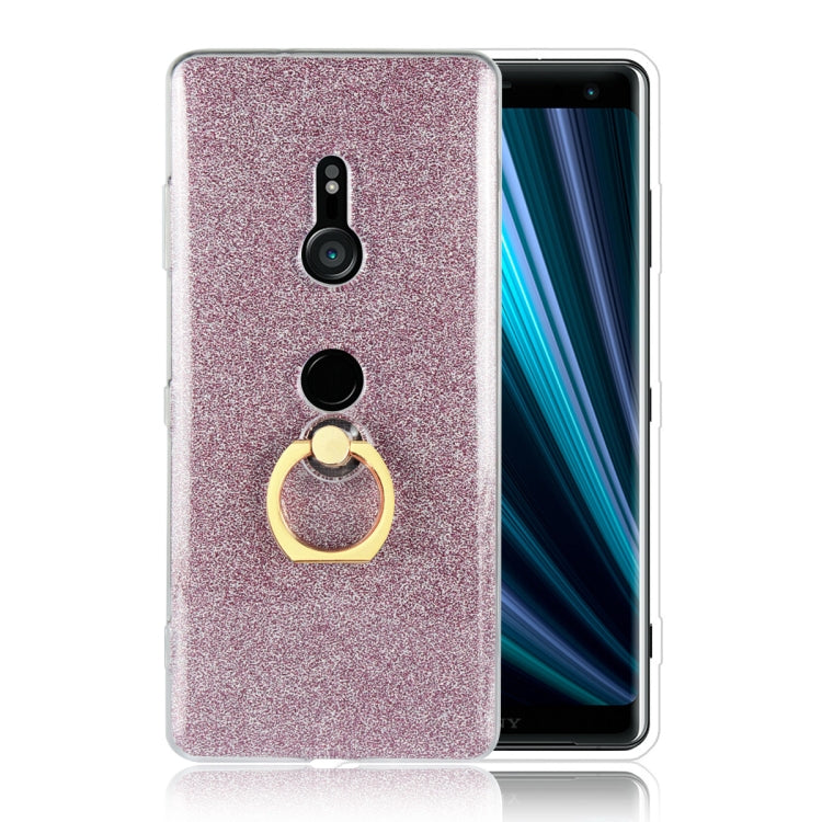 Glittery Powder Shockproof TPU Case for Sony Xperia XZ3, with 360 Degree Rotation Ring Holder