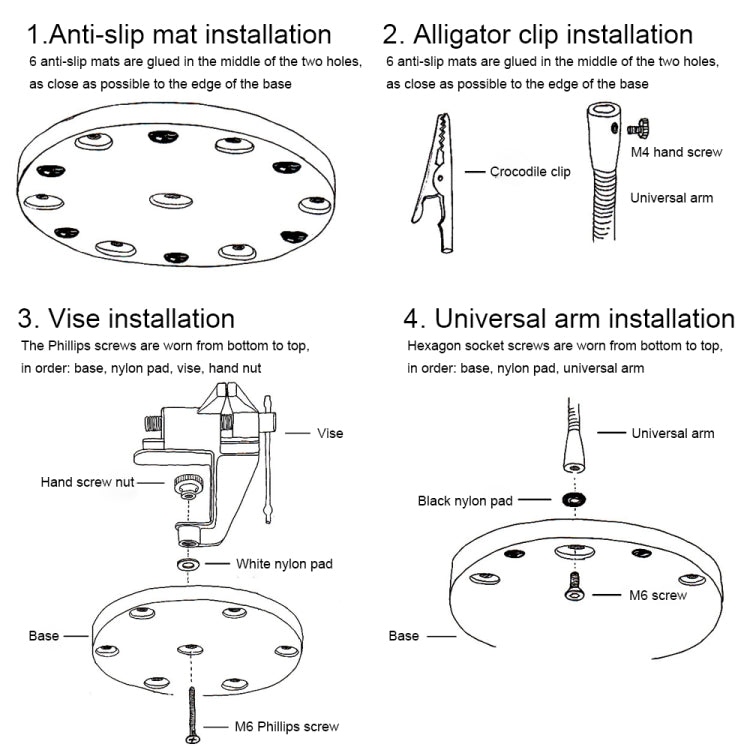 Universal Metal Base Soldering Station Fixture with Four Metal Arms
