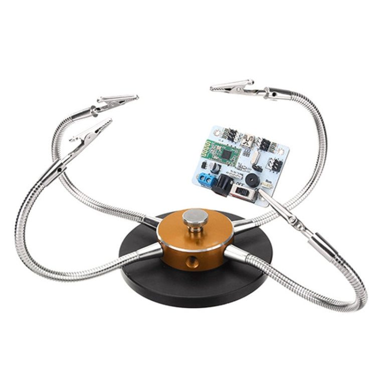 Universal Metal Base Soldering Station PCB Fixture (4 Metal Arms + Round Iron Base + Aluminum Base)