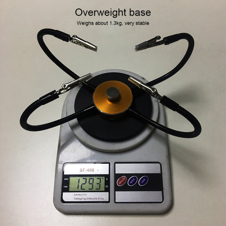 Universal Metal Base Soldering Station PCB Fixture (4 Metal Arms + Round Iron Base + Aluminum Base)