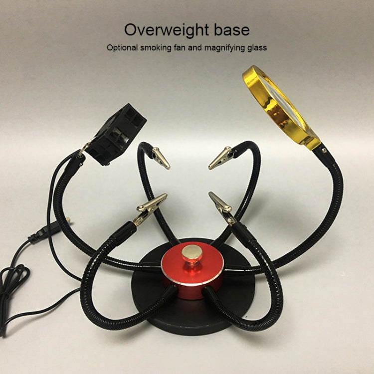 Universal Metal Base Soldering Station PCB Fixture (4 Metal Arms + Round Iron Base + Aluminum Base)