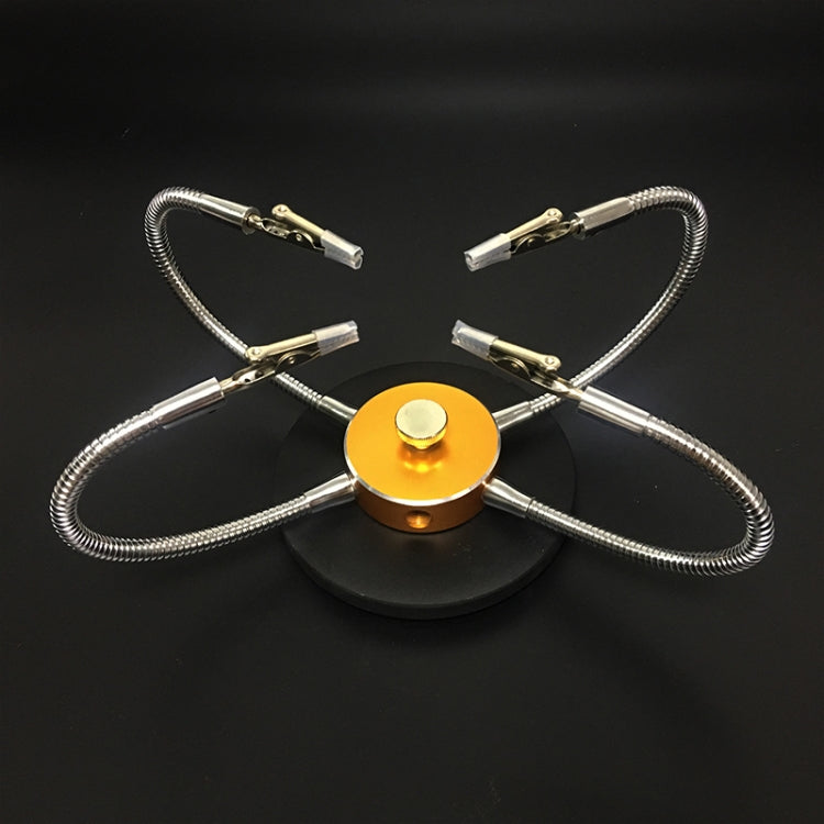 Universal Metal Base Soldering Station PCB Fixture (4 Metal Arms + Round Iron Base + Aluminum Base)
