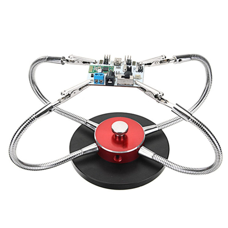 Universal Metal Base Soldering Station PCB Fixture (4 Metal Arms + Round Iron Base + Aluminum Base)