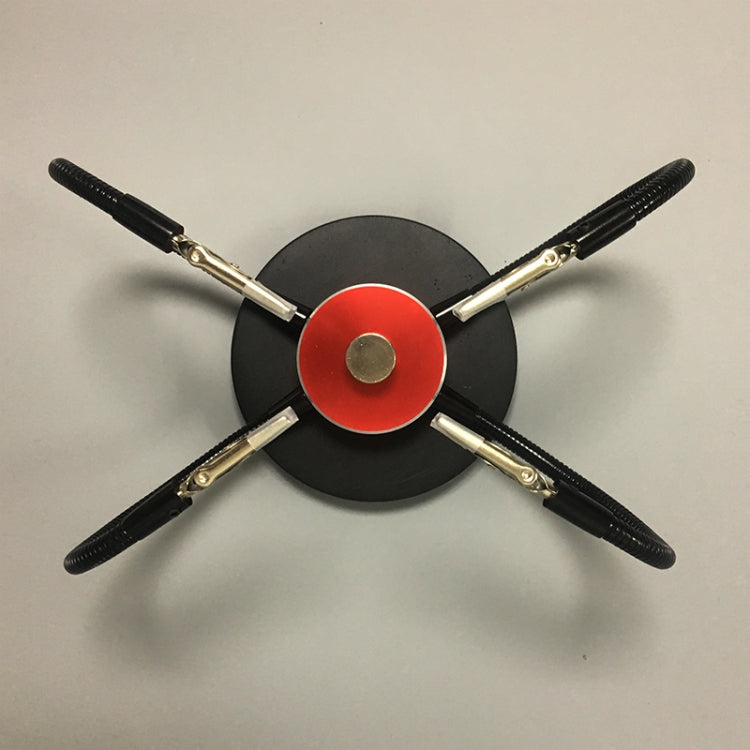 Universal Metal Base Soldering Station PCB Fixture (4 Metal Arms + Round Iron Base + Aluminum Base)