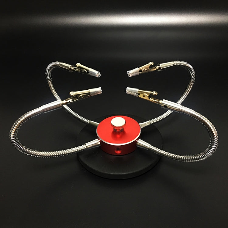 Universal Metal Base Soldering Station PCB Fixture (4 Metal Arms + Round Iron Base + Aluminum Base)