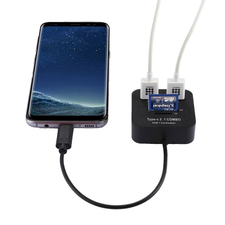 TF + SD Card + 2 USB Ports to USB-C / Type-C COMBO HUB + Card Reader, Cable Length: about 16cm