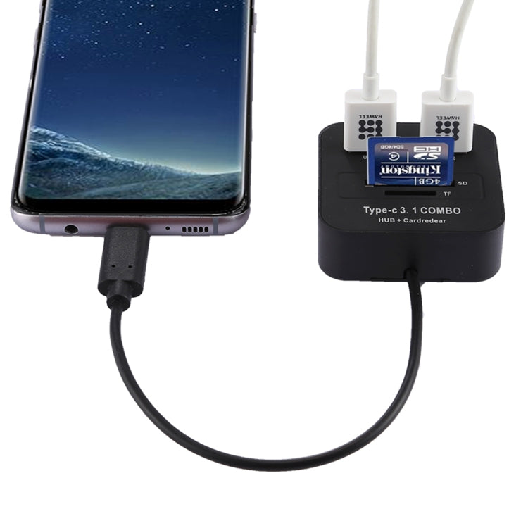 TF + SD Card + 2 USB Ports to USB-C / Type-C COMBO HUB + Card Reader, Cable Length: about 16cm