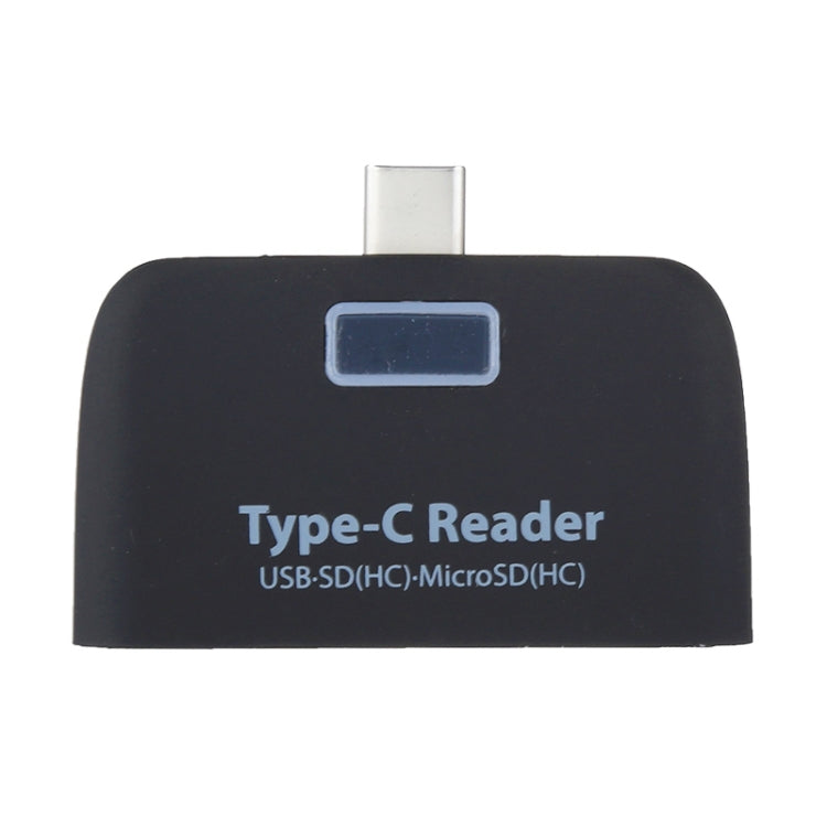 TF + SD Card + USB Port to USB-C / Type-C Adapter Card Reader Connection Kit with LED Indicator Light