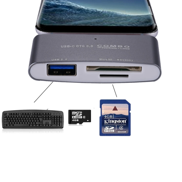 3 in 1 USB-C / Type-C to USB 3.0 + Micro SD + SD OTG COMBO Adapter Card Reader for Tablet, Smartphone, PC