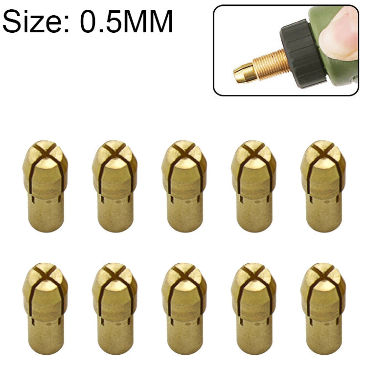10 PCS Three-claw Copper Clamp Nut for Electric Mill Fittings,Bore diameter: 0.5mm
