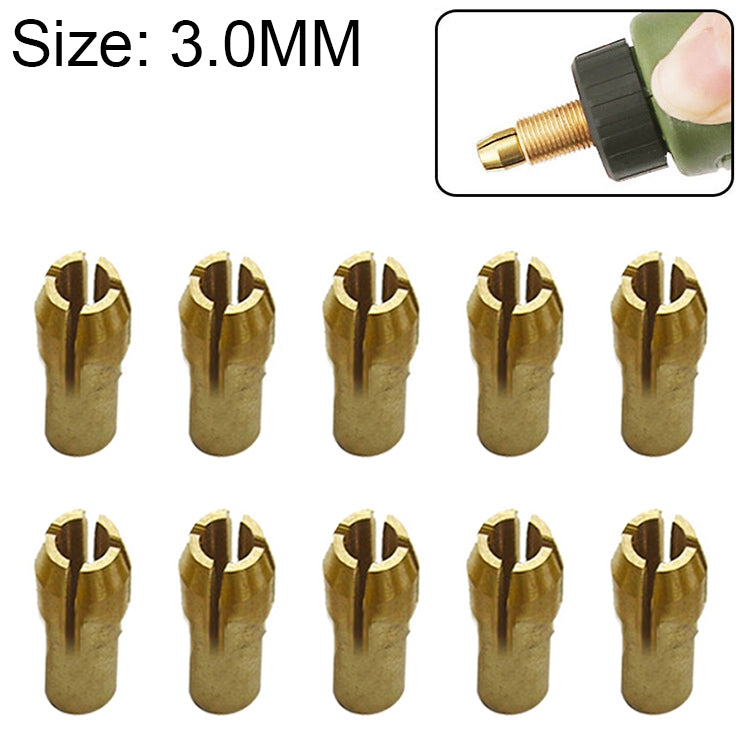 10 PCS Three-claw Copper Clamp Nut for Electric Mill Fittings,Bore diameter: 3.0mm
