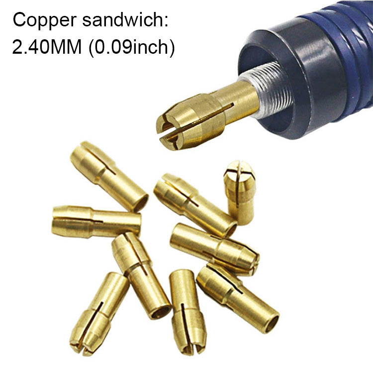 10 PCS Three-claw Copper Clamp Nut for Electric Mill Fittings,Bore diameter: 2.4mm