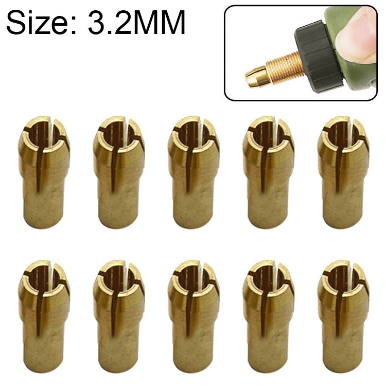 10 PCS Three-claw Copper Clamp Nut for Electric Mill Fittings,Bore diameter: 3.2mm