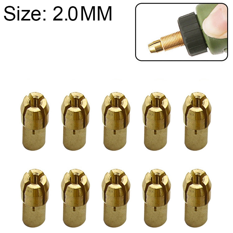 10 PCS Three-claw Copper Clamp Nut for Electric Mill Fittings,Bore diameter: 2.0mm