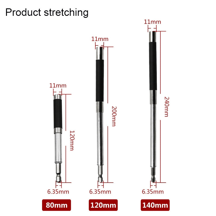 3 in 1 Telescopic Hexagonal Handle Lengthened Connecting Rod Guide Rod, Length: 80/120/140mm