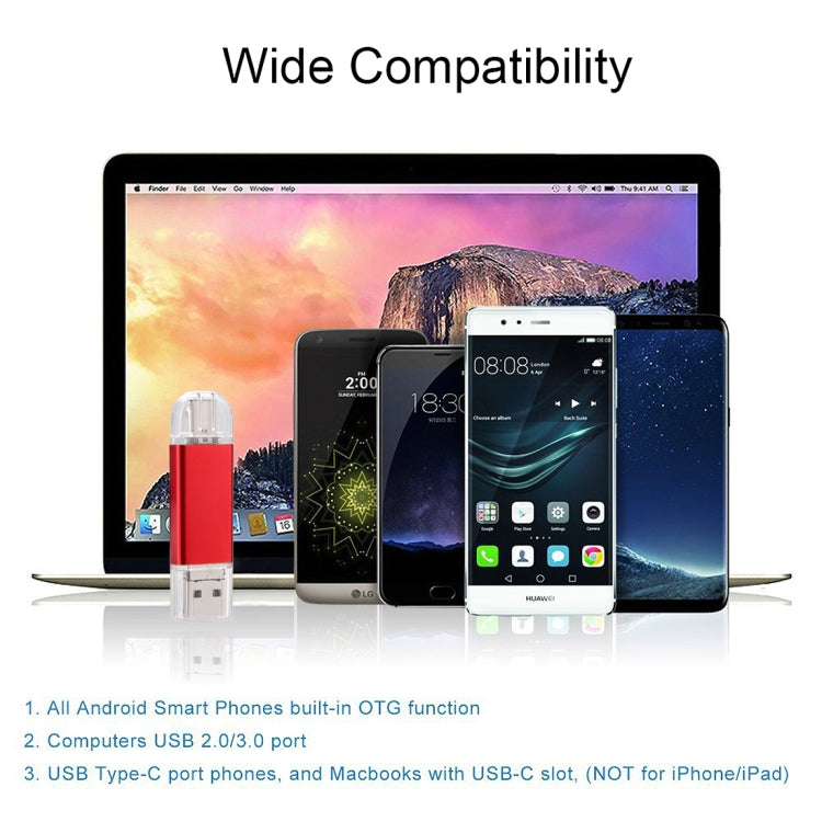 128GB 3 in 1 USB-C / Type-C + USB 2.0 + OTG Flash Disk, For Type-C Smartphones & PC Computer