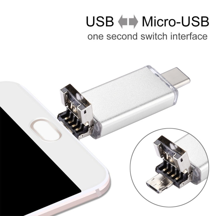 128GB 3 in 1 USB-C / Type-C + USB 2.0 + OTG Flash Disk, For Type-C Smartphones & PC Computer