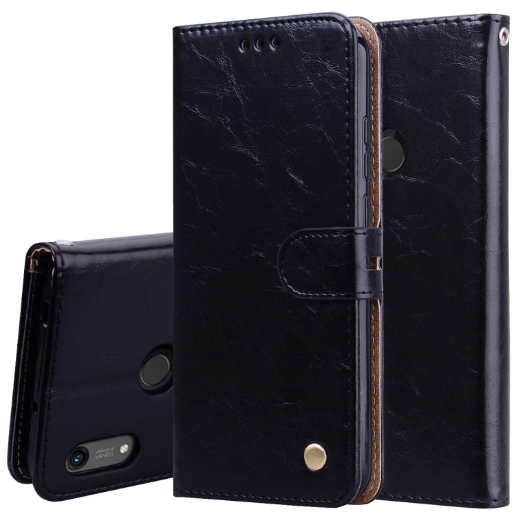 Business Style Oil Wax Texture Horizontal Flip Leather Case for Huawei Honor 8A (with Fingerprint Hole), with Holder & Card Slots & Wallet