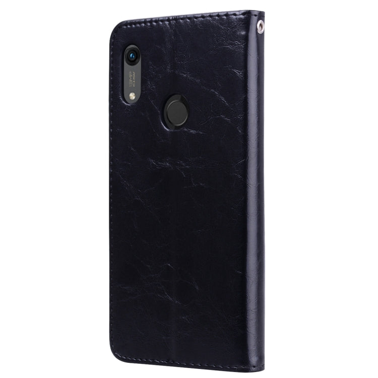 Business Style Oil Wax Texture Horizontal Flip Leather Case for Huawei Honor 8A (with Fingerprint Hole), with Holder & Card Slots & Wallet