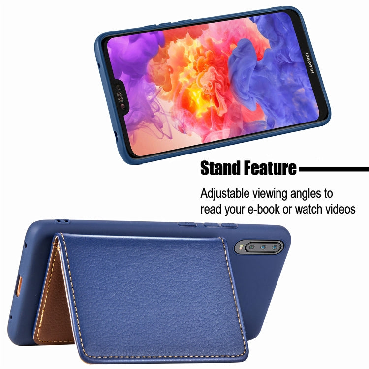 Leaf Buckle Litchi Texture Card Holder PU + TPU Case for Huawei P30, with Card Slot & Holder & Wallet & Photo Frame