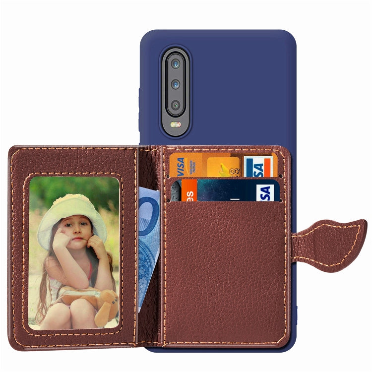 Leaf Buckle Litchi Texture Card Holder PU + TPU Case for Huawei P30, with Card Slot & Holder & Wallet & Photo Frame