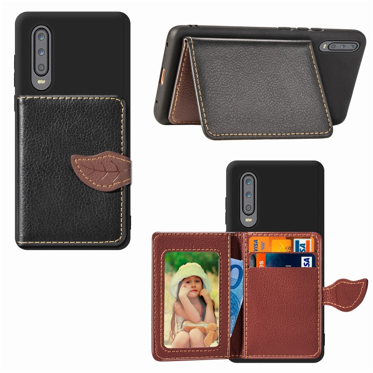 Leaf Buckle Litchi Texture Card Holder PU + TPU Case for Huawei P30, with Card Slot & Holder & Wallet & Photo Frame