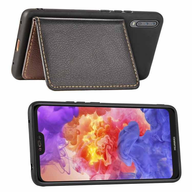 Leaf Buckle Litchi Texture Card Holder PU + TPU Case for Huawei P30, with Card Slot & Holder & Wallet & Photo Frame