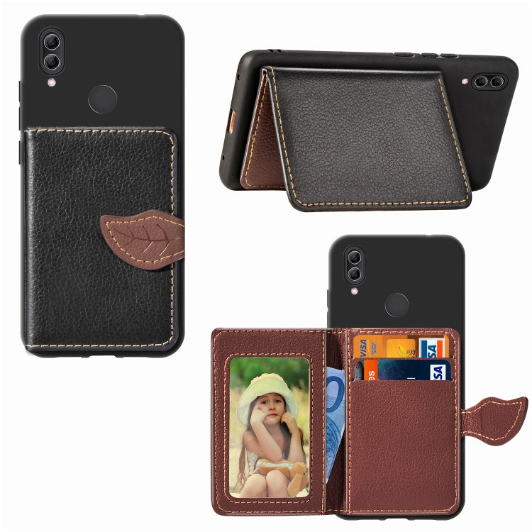 Leaf Buckle Litchi Texture Card Holder PU + TPU Case for Xiaomi Redmi Note 7, with Card Slot & Holder & Wallet & Photo Frame