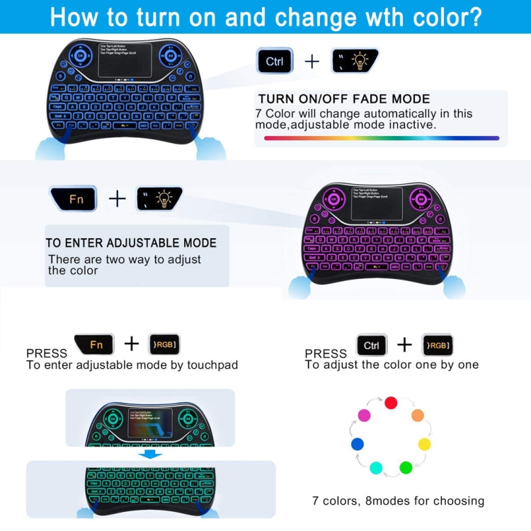 S913 Mini Wireless Keyboard with Touchpad Rechargeable Fly Mouse 2.4GHz Smart Game three-color Backlit Keyboard