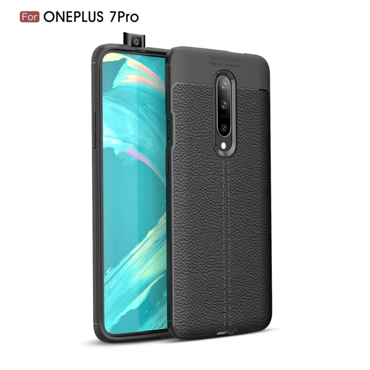 Litchi Texture TPU Shockproof Case for OnePlus 7 Pro(Black)