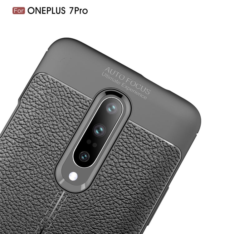 Litchi Texture TPU Shockproof Case for OnePlus 7 Pro(Black)