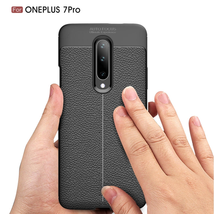 Litchi Texture TPU Shockproof Case for OnePlus 7 Pro(Black)