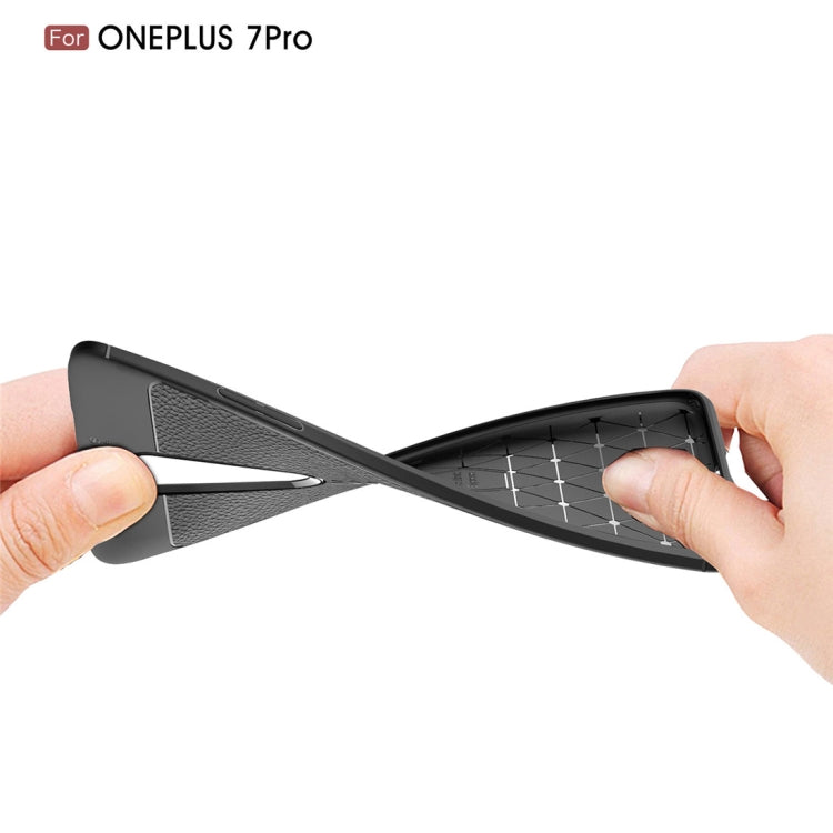 Litchi Texture TPU Shockproof Case for OnePlus 7 Pro(Black)